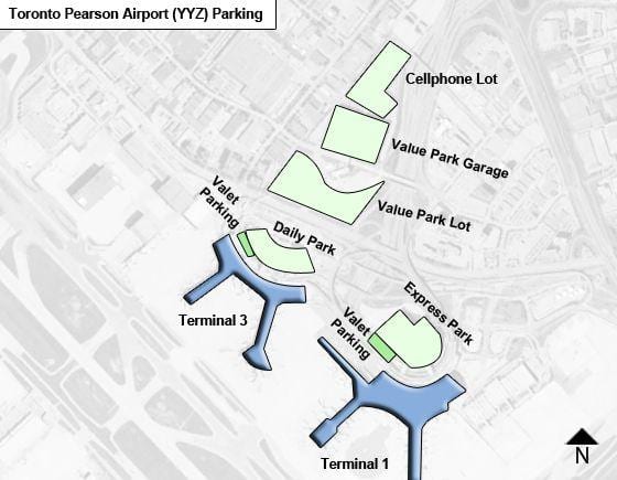 Karte Toronto lidostas Pearson autostāvvieta