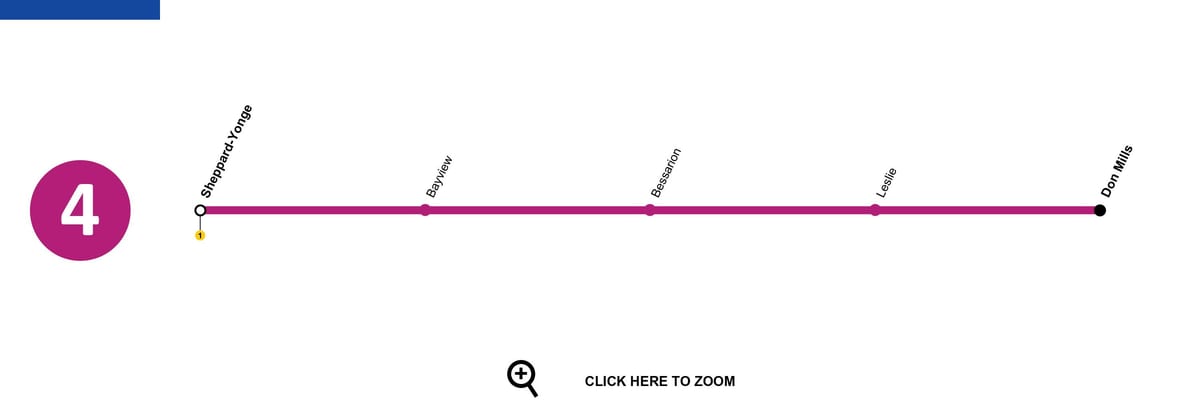 Karte Toronto metro līnija 4 Sheppard