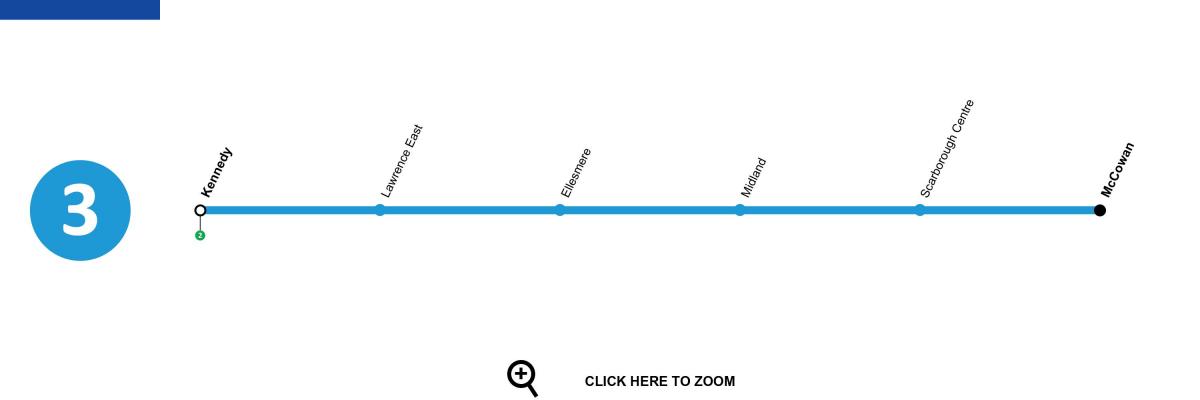 Karte Toronto metro līnija 3 Scarborough RT