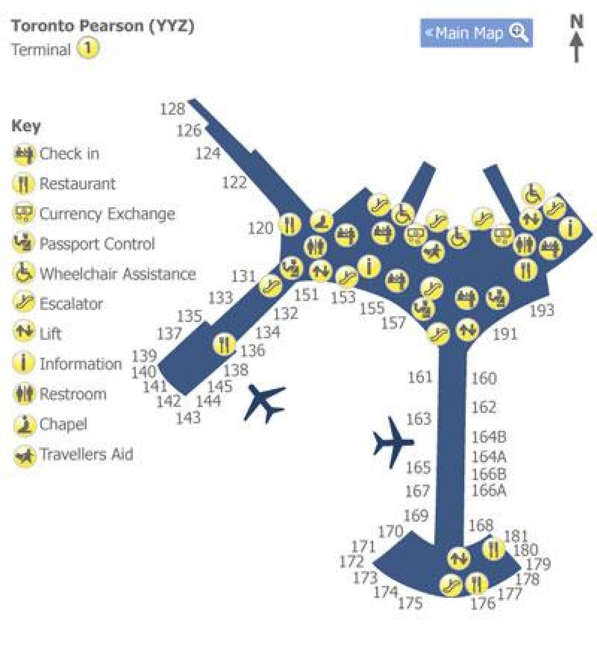 Karte Toronto Pearson lidostas termināls 1