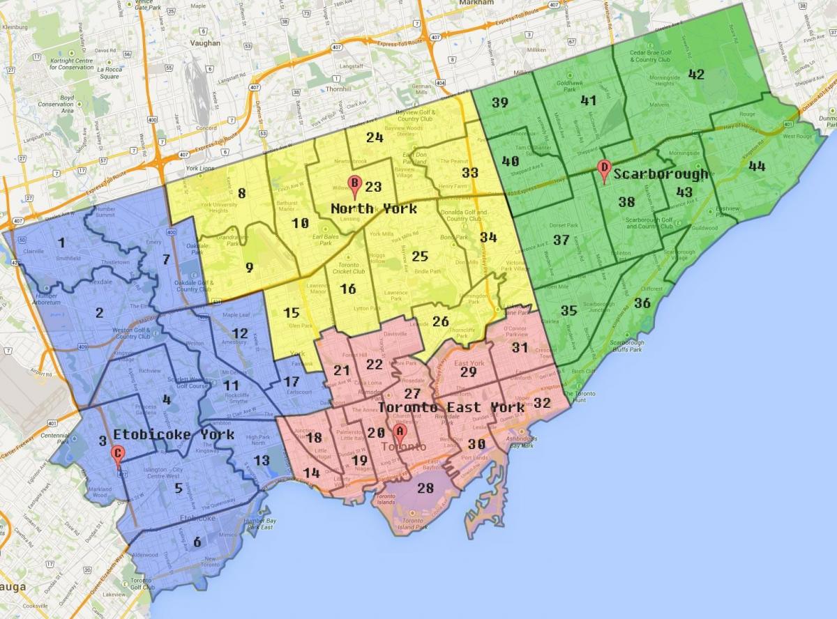 Karte Toronto Pilsētas Robežai