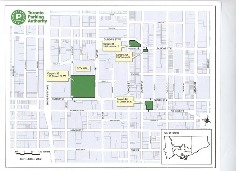 Karte Toronto rātsnams autostāvvieta