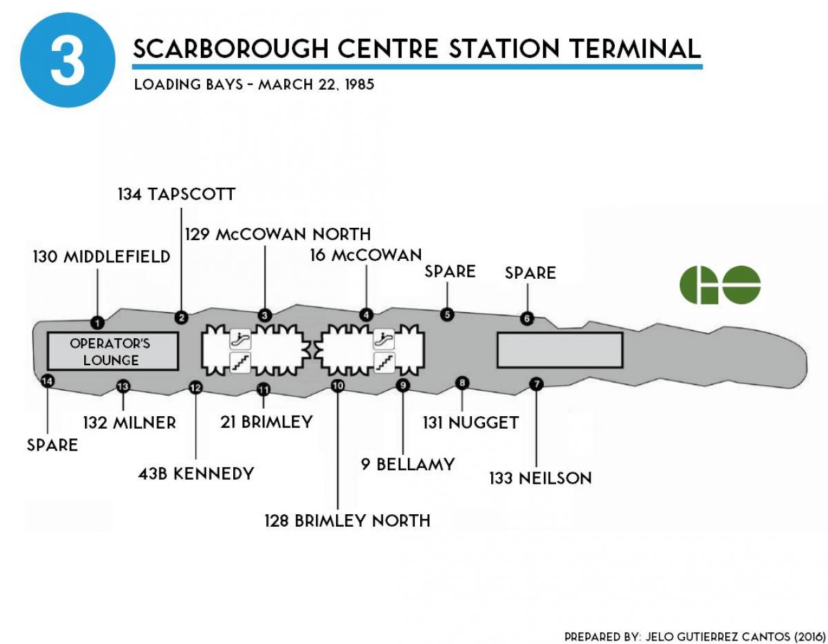 Map of Toronto Scarborough centrs, stacija, terminālis