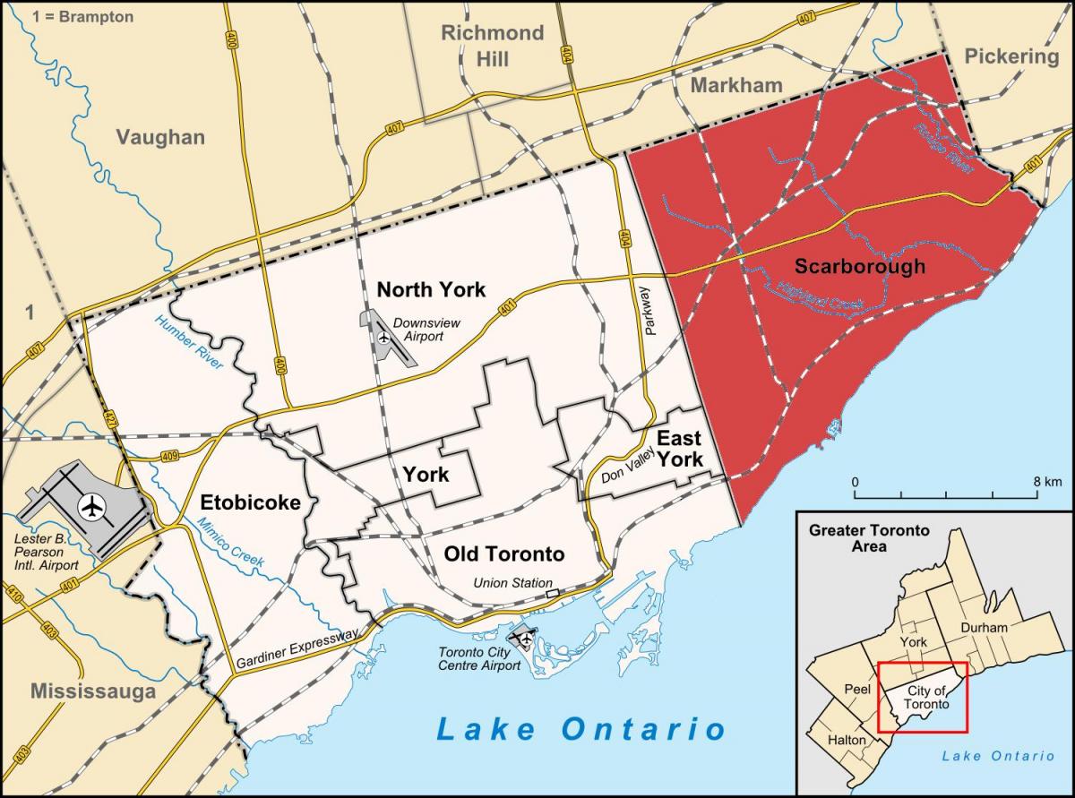 Map of Toronto Scarborough
