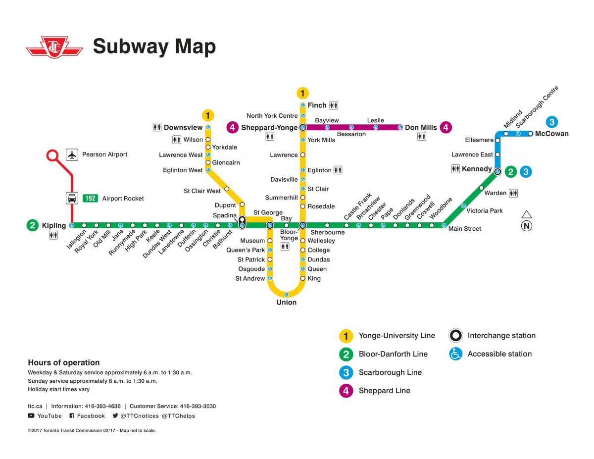 Karte TTC metro Toronto