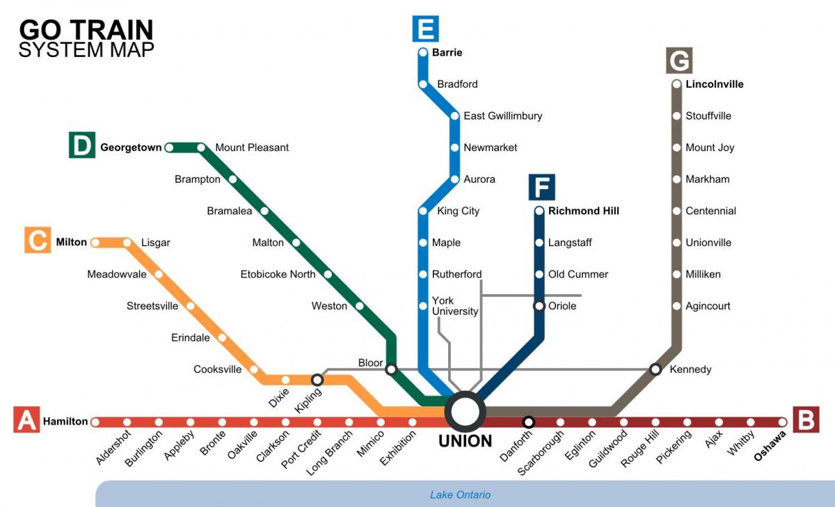 Karte Toronto vilcieni Iet Tranzīta