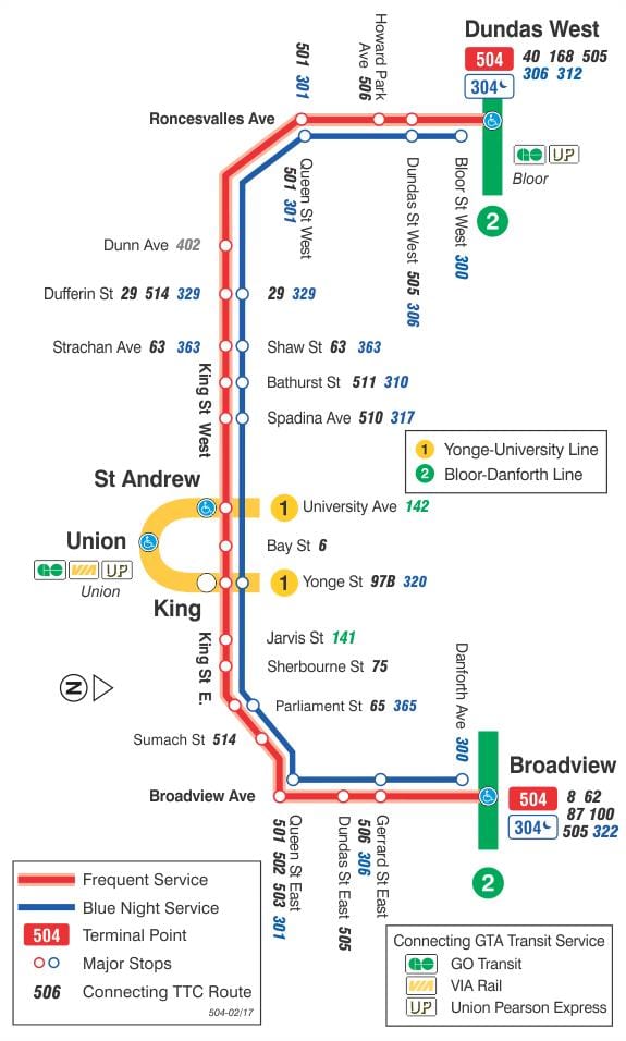 Karte tramvaju līnijas 504 Karalis