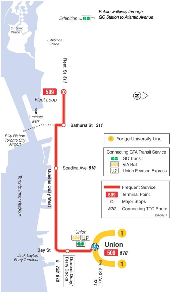Karte tramvaju līnijas 509 Harbourfront