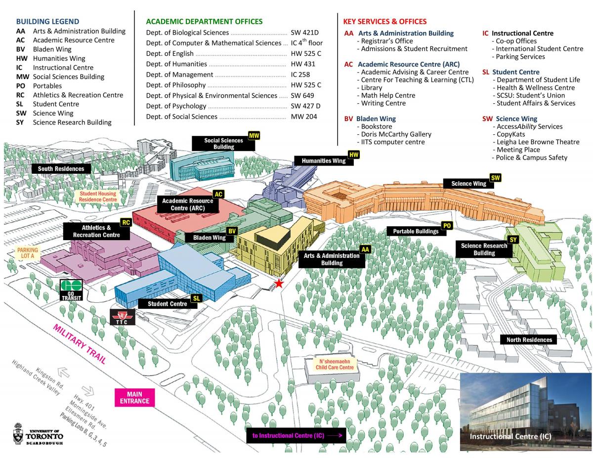 Karte university of Toronto Scarborough campus