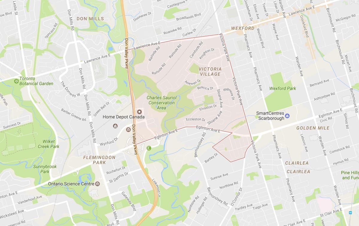 Karte Victoria Ciema apkaimē Toronto