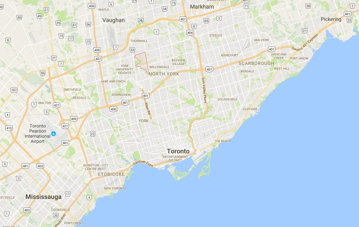 Karte Westminster–Branson rajona Toronto