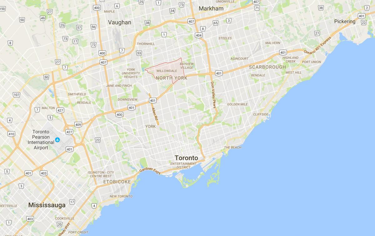 Karte Willowdale rajona Toronto