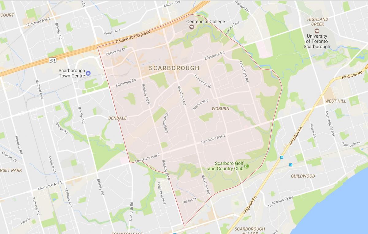 Karte Woburn kaimiņattiecību Toronto