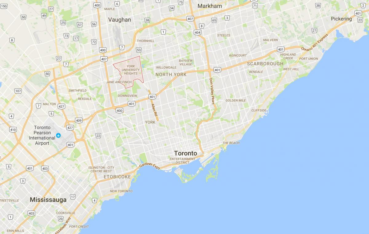 Karte York University Heights rajona Toronto