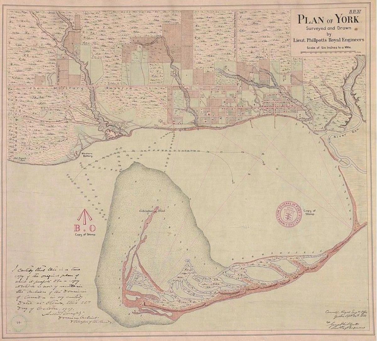 Karte zemes York Toronto 1787-1884