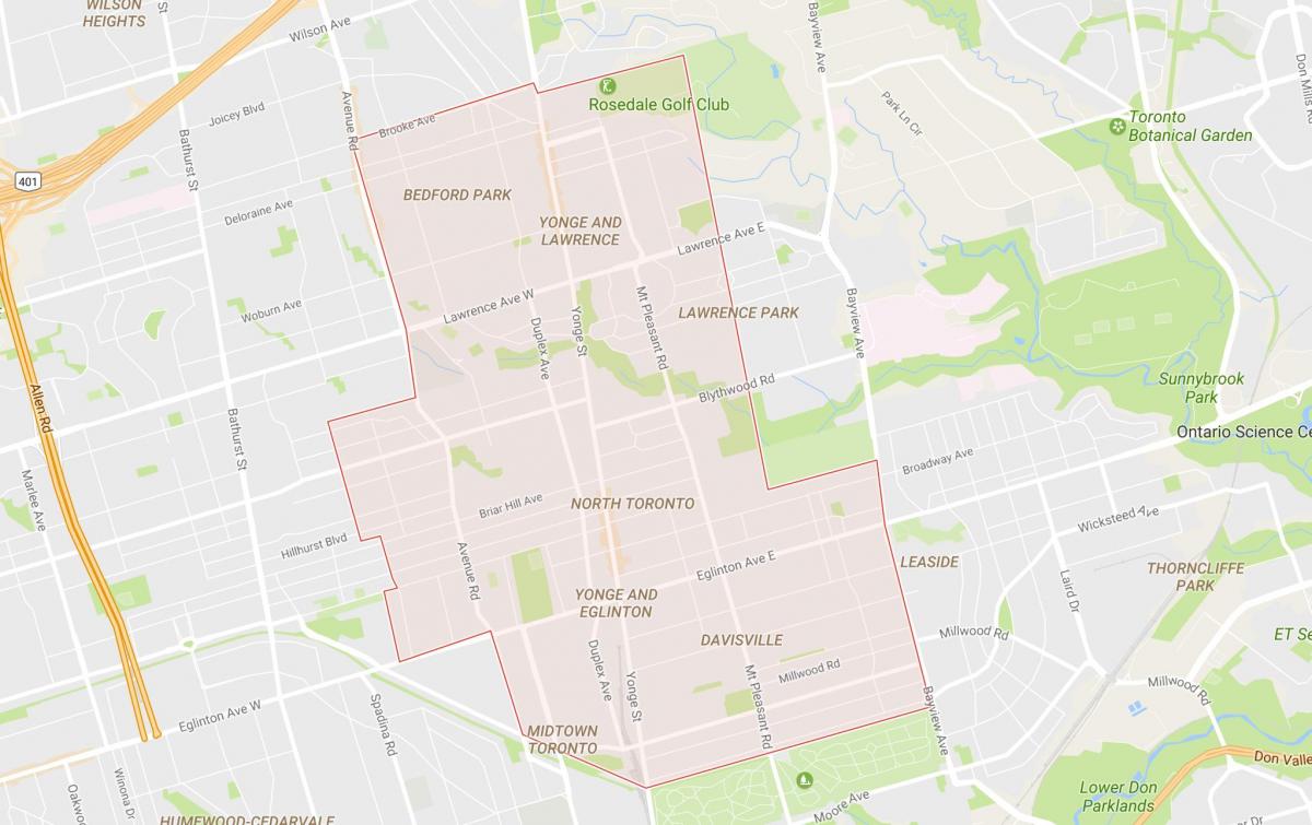 Karte Ziemeļu kaimiņu Toronto