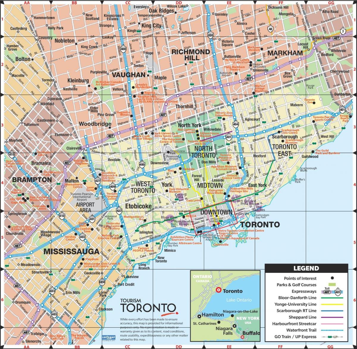 Karte ātrgaitas maģistrālēm Toronto