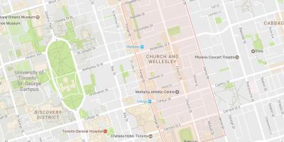 Karte Baznīca un Wellesley kaimiņattiecību Toronto