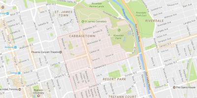 Karte Cabbagetown kaimiņattiecību Toronto