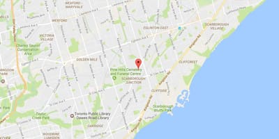 Karte Danforth ceļu Toronto