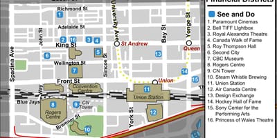 Karte Izklaide un finanšu iecirkņi Toronto