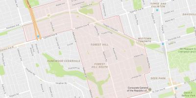 Karte Forest Hill kaimiņattiecību Toronto