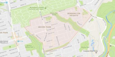 Karte Moore Park kaimiņattiecību Toronto