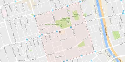 Karte Regent Park kaimiņattiecību Toronto
