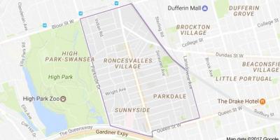 Karte Roncesvalles ciema Toronto
