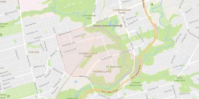 Karte Thorncliffe Park kaimiņattiecību Toronto