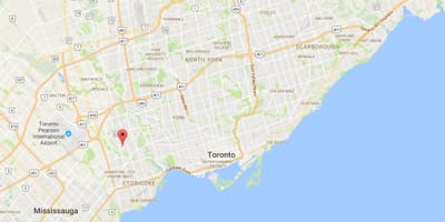 Karte Thorncrest Ciema rajonā Toronto