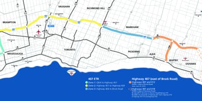 Karte Toronto šosejas 407