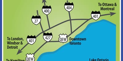 Karte Toronto braukšanas virzienos