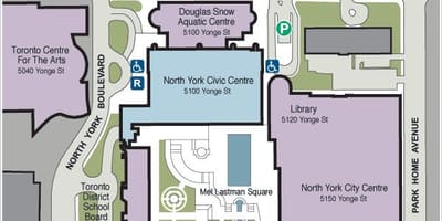 Karte Toronto Centre Mākslas autostāvvieta