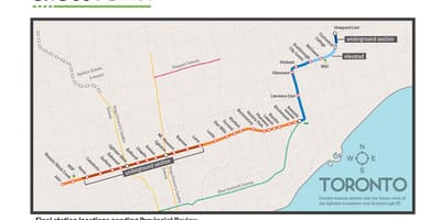 Karte Toronto metro līniju 5 Eglinton
