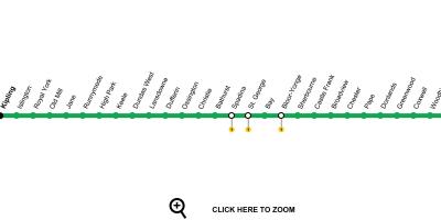 Karte Toronto metro līniju 2 Bloor-Danforth