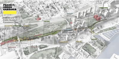 Karte Toronto projektu saskaņā gardiner