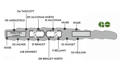 Map of Toronto Scarborough centrs, stacija, terminālis