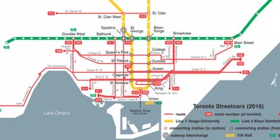 Karte Toronto tramvaju sistēma