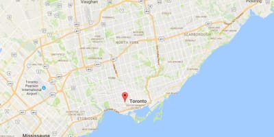 Karte Trīsvienības–Bellwoods rajona Toronto