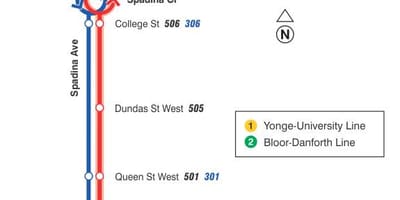Karte tramvaju līnijas 510 Spadina