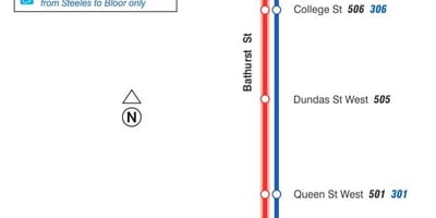 Karte tramvaju līnijas 511 Bathurst