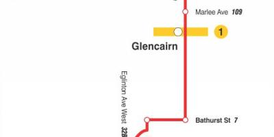 Karte TTC 14 Glencairn autobusu maršrutā Toronto