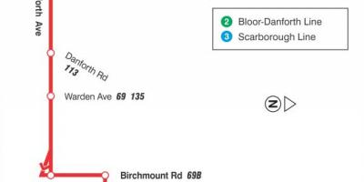 Karte TTC 20 Cliffside autobusu maršrutā Toronto