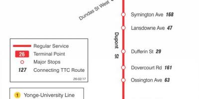 Karte TTC 26 Dupont autobusu maršrutā Toronto