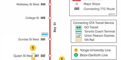 Karte TTC 6 Bay autobusu maršrutā Toronto