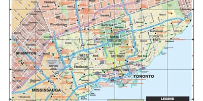 Karte lielāku Toronto jomā
