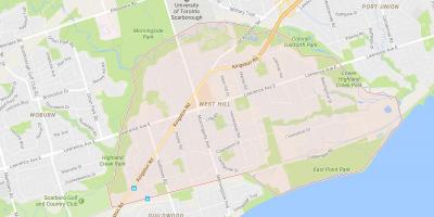 Karte West Hill kaimiņattiecību Toronto
