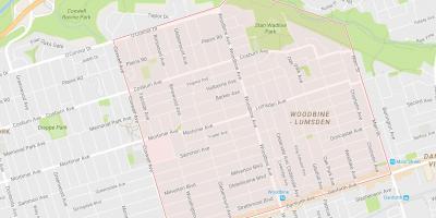Karte Woodbine Augstumu kaimiņattiecību Toronto