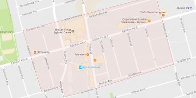 Karte Yonge un Eglinton kaimiņattiecību Toronto